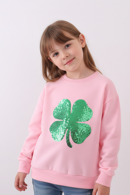 Pink clover glitter mom&me top