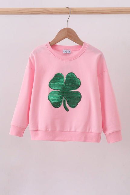 Pink clover glitter mom&me top