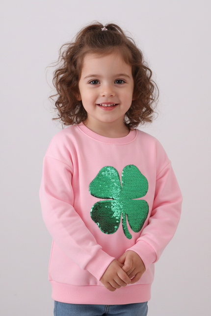 Pink clover glitter mom&me top