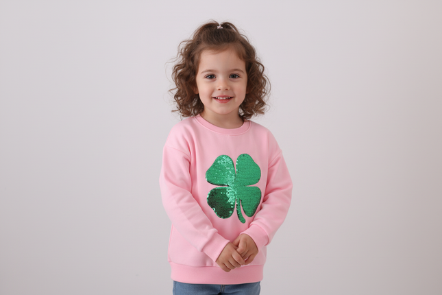 Pink clover glitter mom&me top
