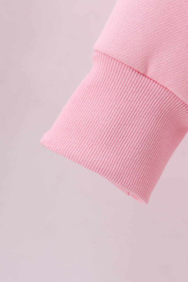 Pink heart love smile sequin fleece mom&me sweatshrit