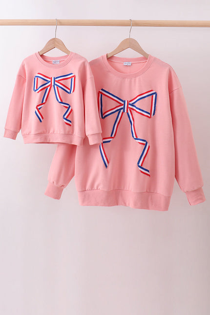 Peach hand-sewn bow mom&me sweatshirt