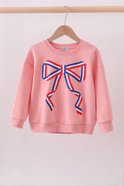 Peach hand-sewn bow mom&me sweatshirt