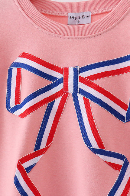 Peach hand-sewn bow mom&me sweatshirt