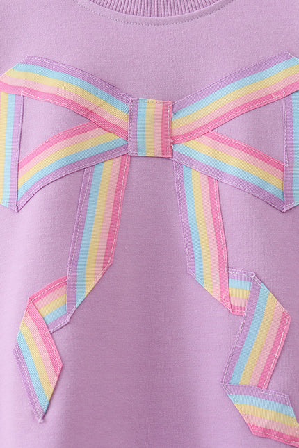 Purple hand-sewn bow mom&me sweatshirt