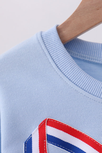 Blue hand-sewn bow mom&me sweatshirt