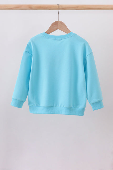 Blue bow hand-sewn mom&me sweatshirt