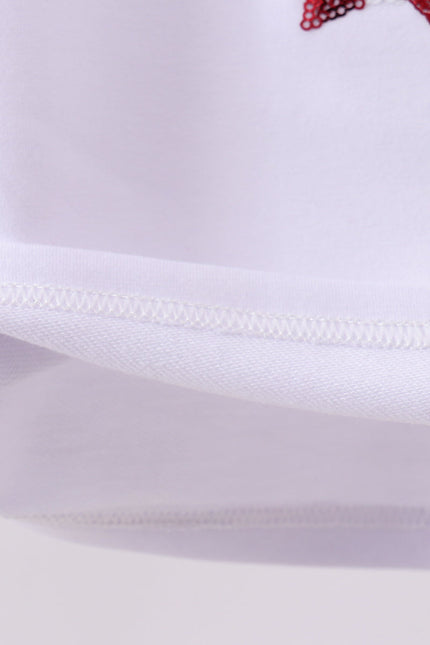 White bow sequin mom&me top