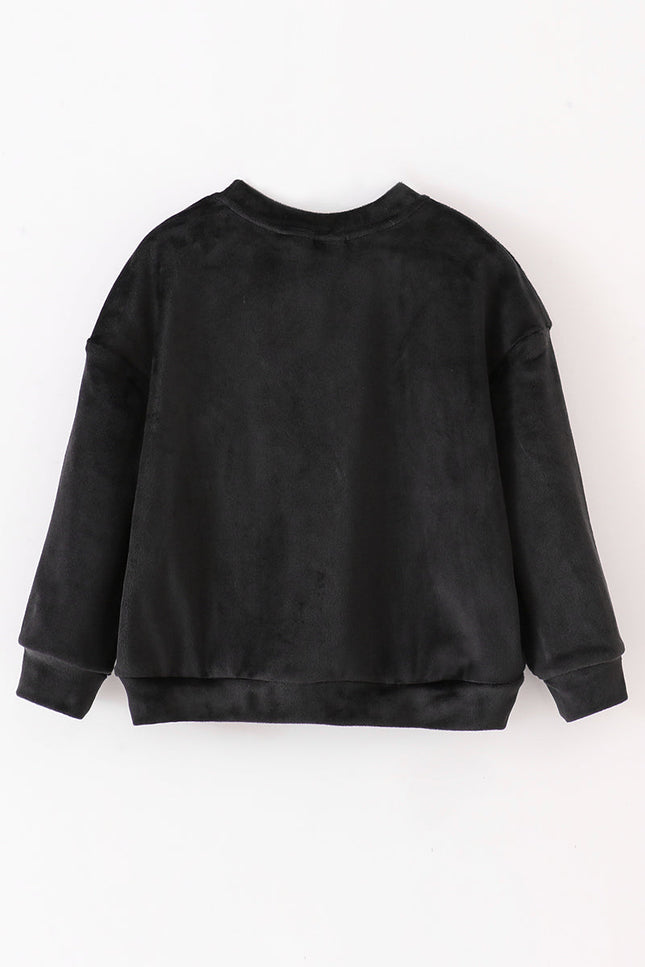 Black velvet blessed embroidery mom&me sweatshirt
