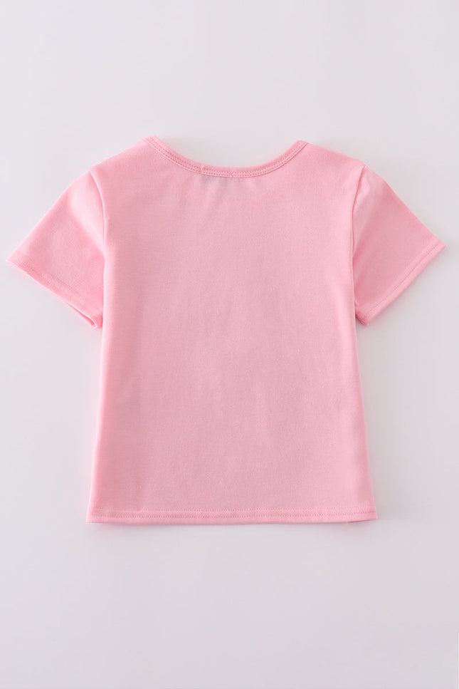 Pink bow sequin mom&me top