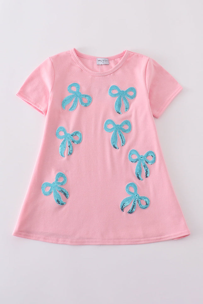 Pink bow sequin mom&me dress