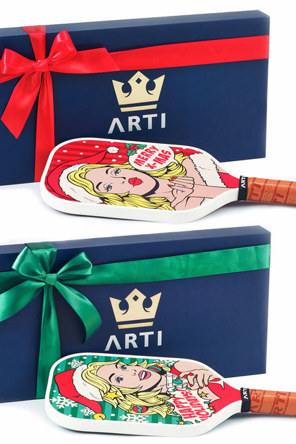 ARTI 16mm T700 Carbon Fiber Kristen & Kristy "Happy Holidays" Pickleball Paddle - USA Pickleball Approved