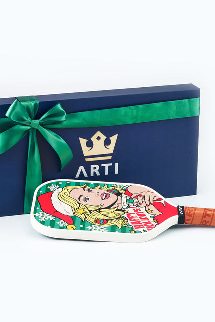 ARTI 16mm T700 Carbon Fiber Kristen & Kristy "Happy Holidays" Pickleball Paddle - USA Pickleball Approved