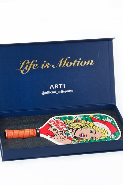ARTI 16mm T700 Carbon Fiber Kristen & Kristy "Happy Holidays" Pickleball Paddle - USA Pickleball Approved