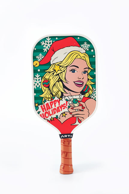 ARTI 16mm T700 Carbon Fiber Kristen & Kristy "Happy Holidays" Pickleball Paddle - USA Pickleball Approved