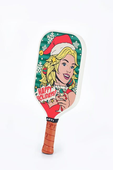 ARTI 16mm T700 Carbon Fiber Kristen & Kristy "Happy Holidays" Pickleball Paddle - USA Pickleball Approved