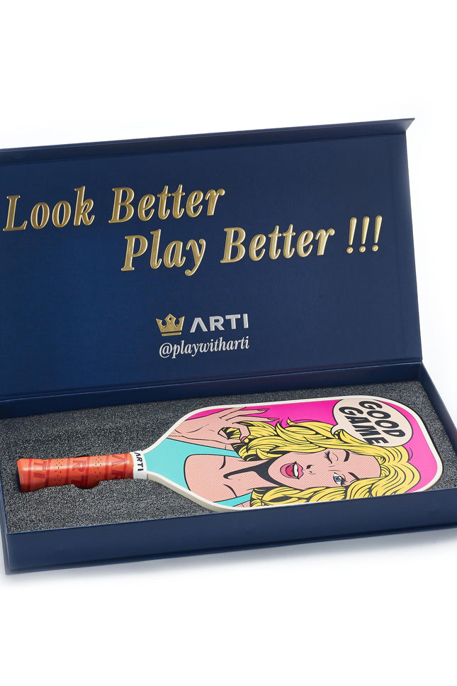 ARTI 16mm T700 Carbon Fiber Kristen & Kristy "GOOD GAME" Pickleball Paddle - USA Pickleball Approved