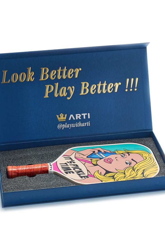 ARTI 16mm T700 Carbon Fiber Kristen & Kristy "IT'S PICKLE TIME" Pickleball Paddle - USA Pickleball Approved