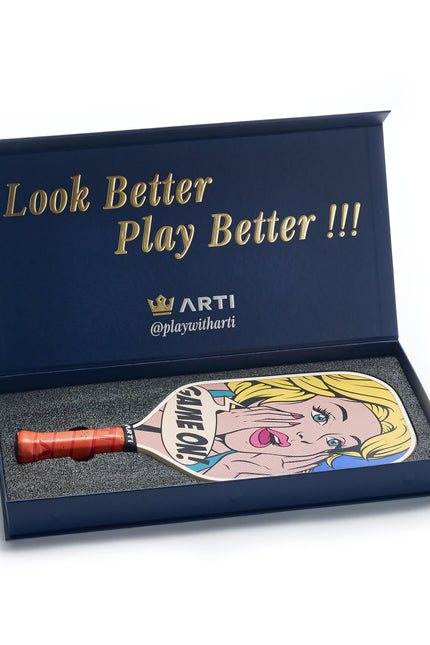 ARTI 16mm T700 Carbon Fiber Kristen & Kristy "GAME ON" Pickleball Paddle - USA Pickleball Approved