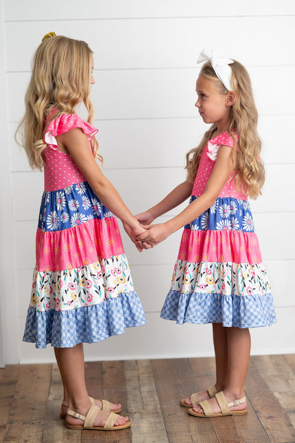 Ava Hot Pink Tiered Ruffles Dress