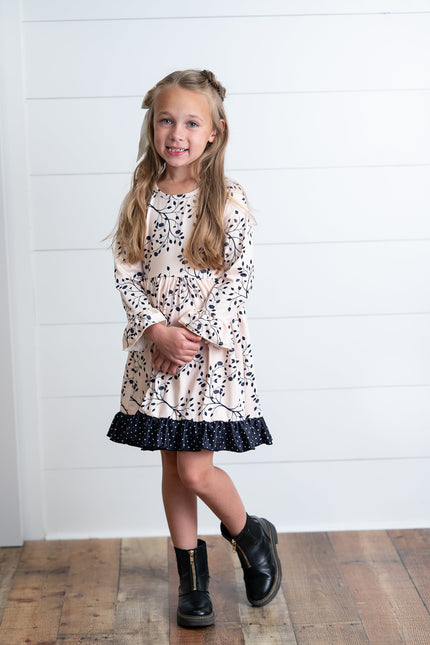 Claire Beige Leaf Dress
