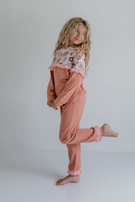 Desert Tan Retro Flower Hooded Set