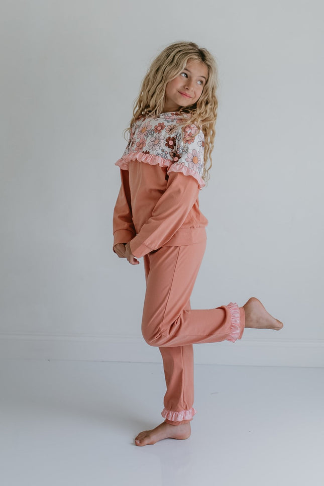 Desert Tan Retro Flower Hooded Set