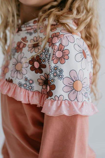 Desert Tan Retro Flower Hooded Set