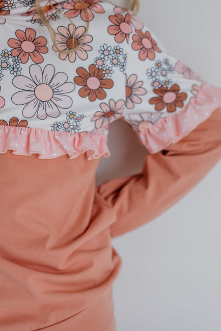 Desert Tan Retro Flower Hooded Set