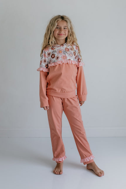 Desert Tan Retro Flower Hooded Set