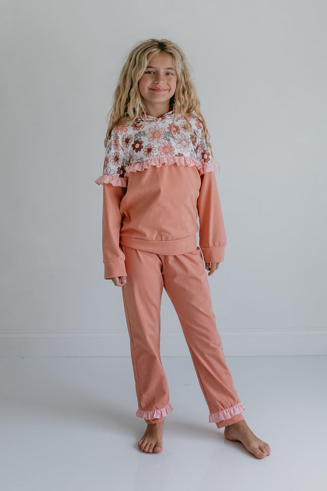 Desert Tan Retro Flower Hooded Set