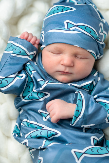 Blue Fish Baby Gown