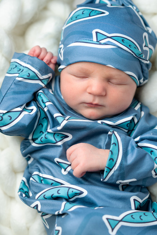 Blue Fish Baby Gown