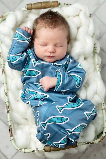 Blue Fish Baby Gown