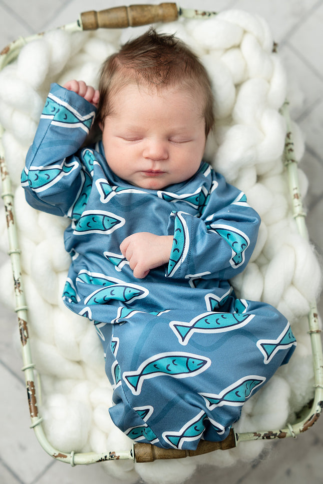 Blue Fish Baby Gown