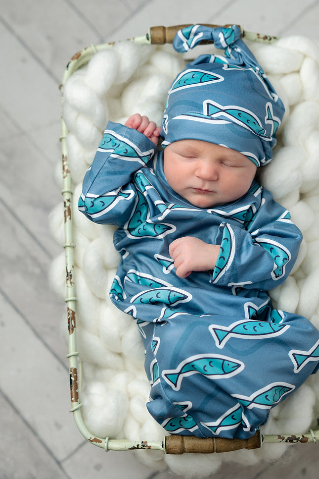 Blue Fish Baby Gown