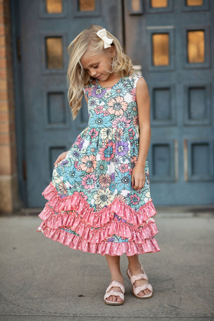 Floral 3 Ruffle Dress