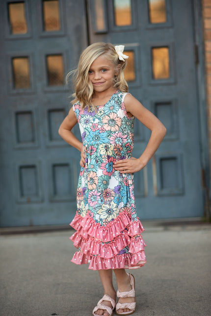 Floral 3 Ruffle Dress