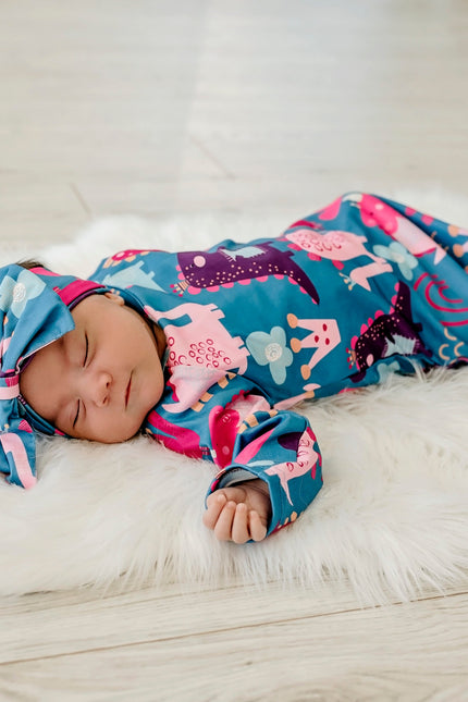 Girl Dino Baby Gown