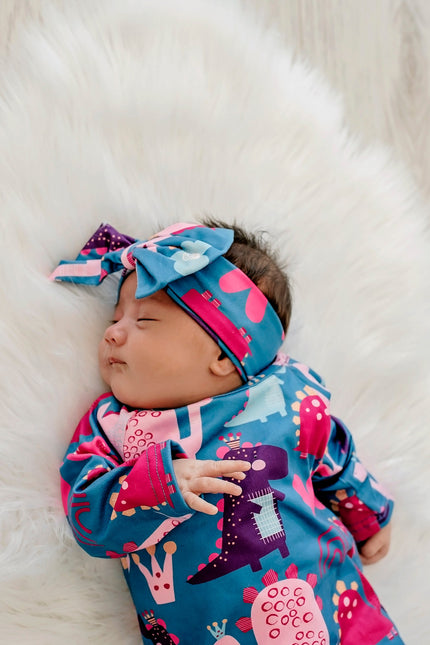 Girl Dino Baby Gown