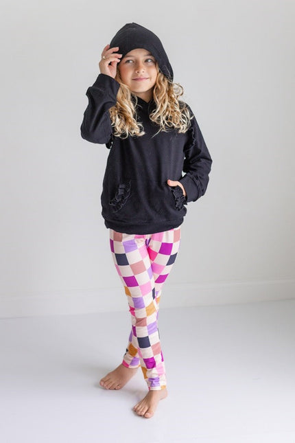 Dark Gray Check Hoodie Set