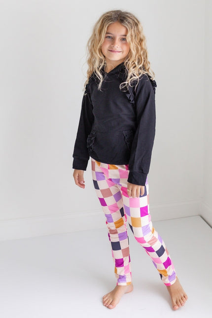 Dark Gray Check Hoodie Set