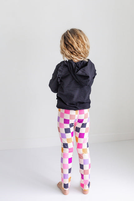 Dark Gray Check Hoodie Set