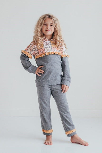 Mustard Gray Hoodie Set