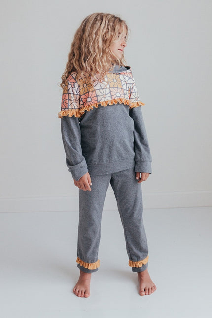 Mustard Gray Hoodie Set