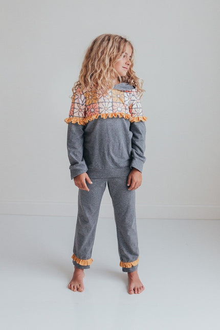 Mustard Gray Hoodie Set
