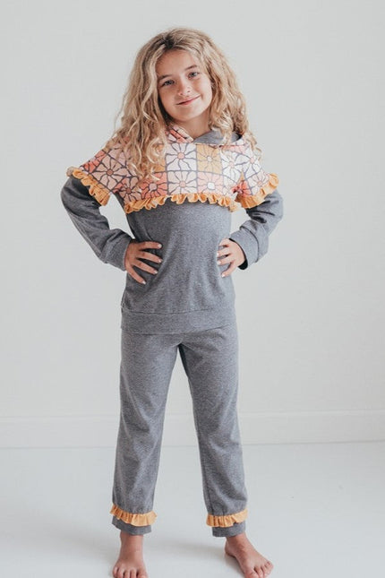 Mustard Gray Hoodie Set