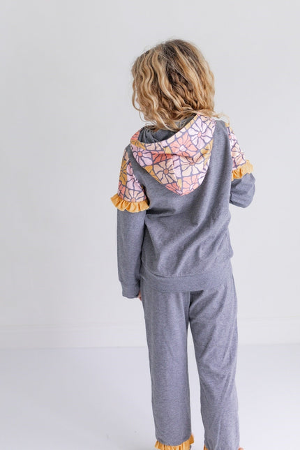 Mustard Gray Hoodie Set