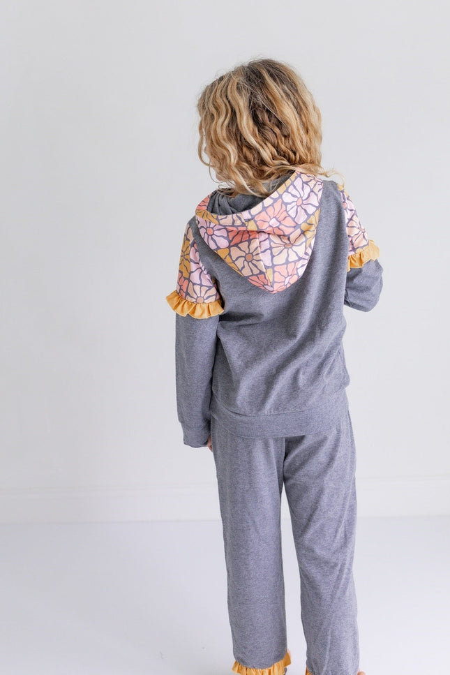 Mustard Gray Hoodie Set