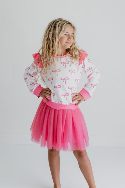Hot Pink Bow Skirt Set